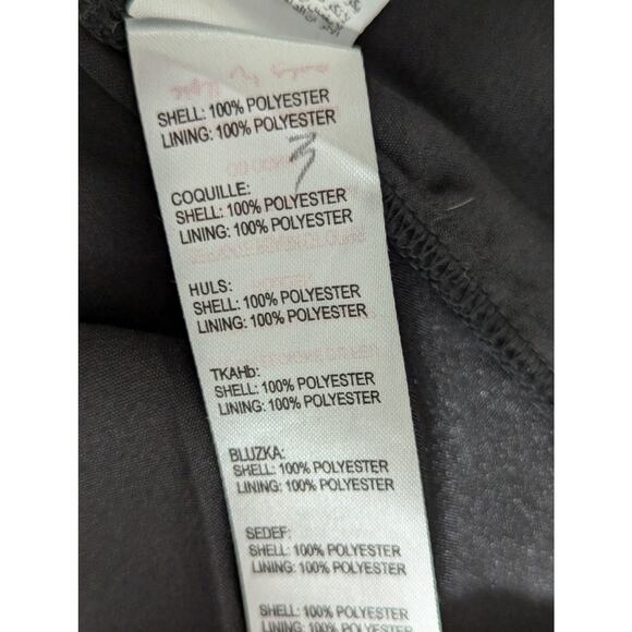 LONDON DRESS COMPANY! BLACK CHIFFON W/GOLDEN NUDE SHOULDER DETAIL DRESS! SZ 10 - Picture 8 of 9